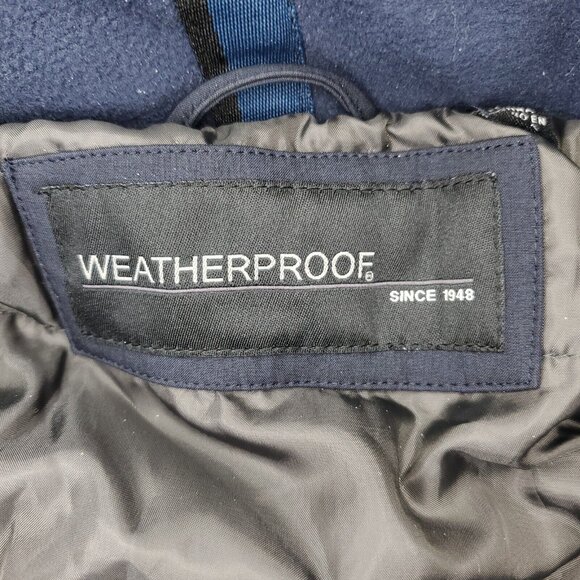 Weatherproof Jacket Mens Large Blue Coat Winter Removable Hood Full Zip Pockets - Picture 3 of 11